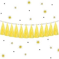 Гирлянда тассел 12 кисточек по 10 листов, желтый